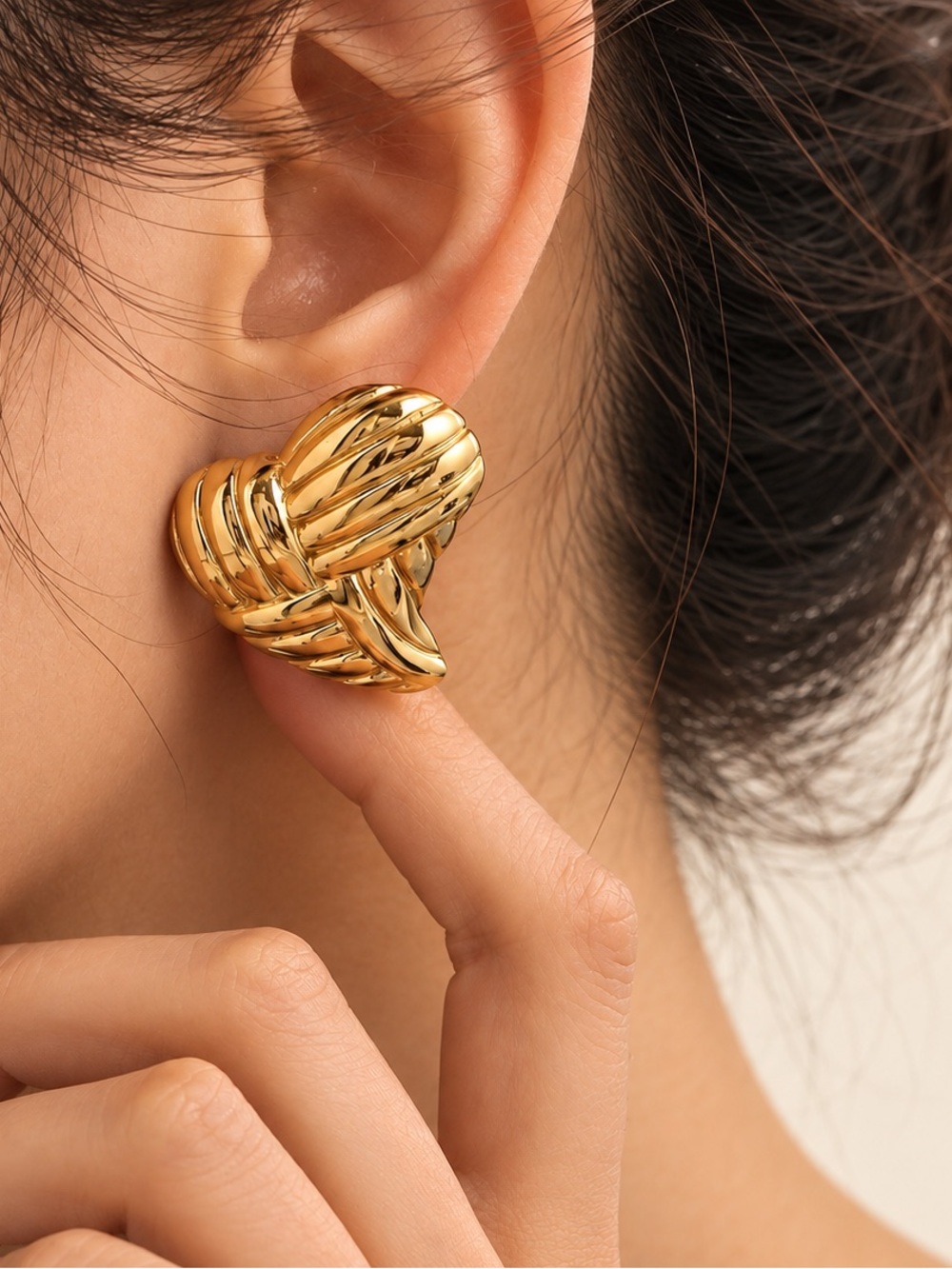 Textured Heart Statement Earrings